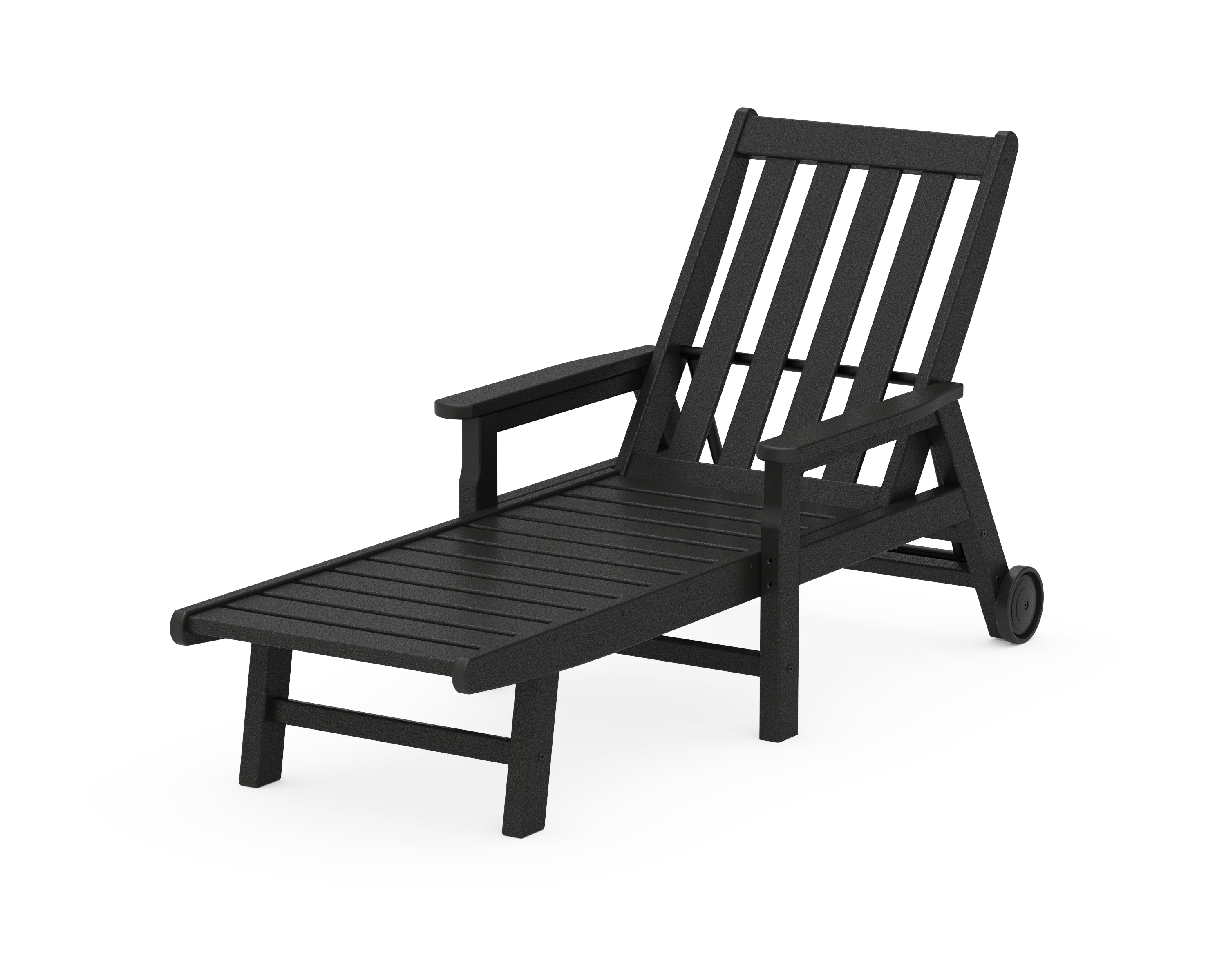 POLYWOOD® Vineyard Chaise with Arms and Wheels in Black