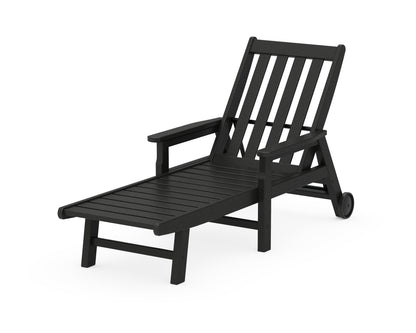 POLYWOOD® Vineyard Chaise with Arms and Wheels in Black