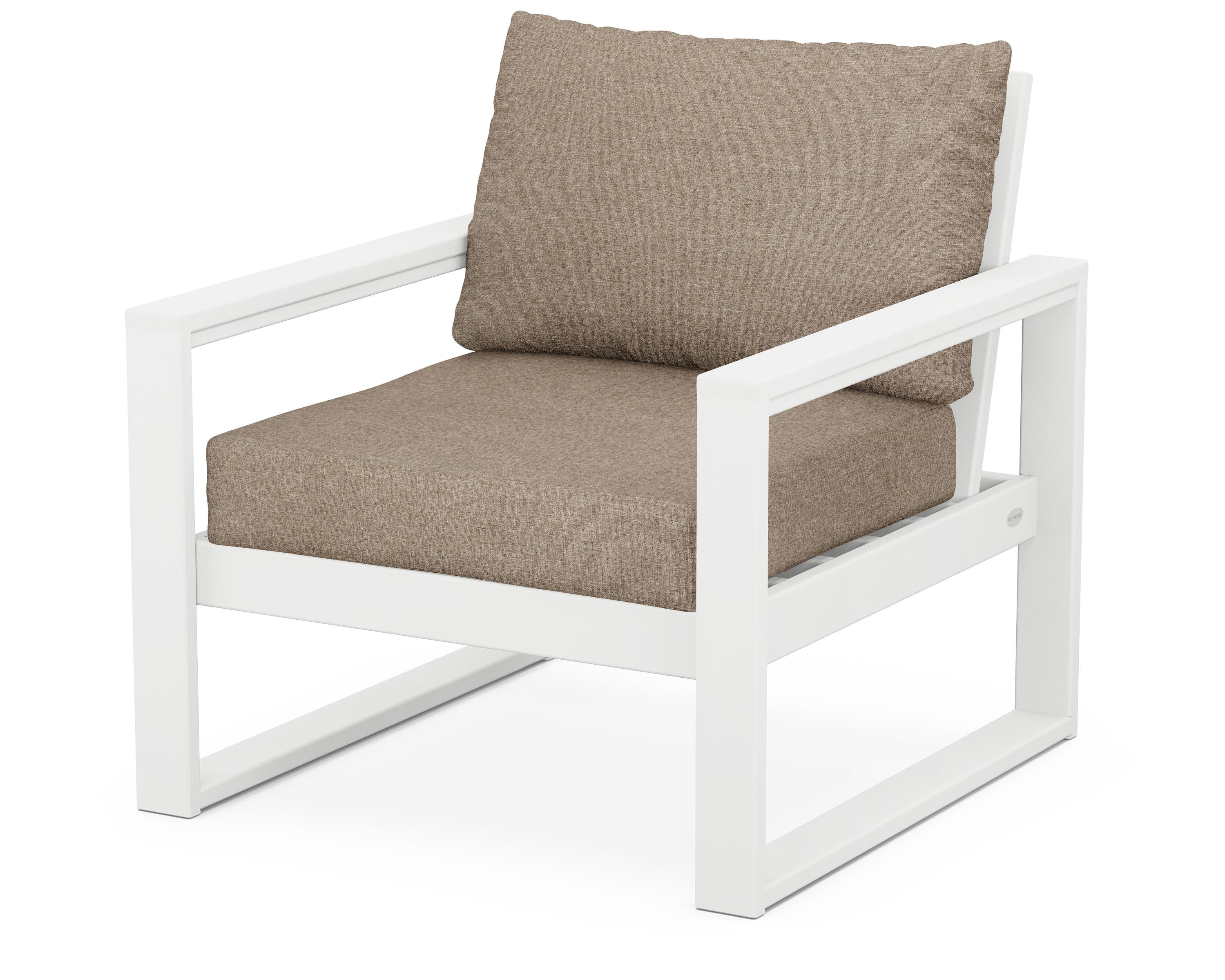 POLYWOOD® EDGE Club Chair in White / Spiced Burlap