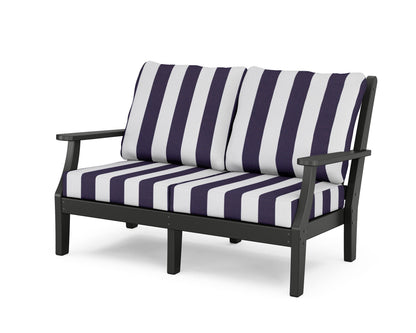 Country Living Wovendale Deep Seating Loveseat in Black / Cabana Stripe Navy