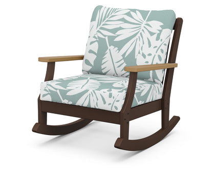 POLYWOOD® Braxton Deep Seating Rocking Chair in Mahogany / Natural / Leaf Glacier Spa