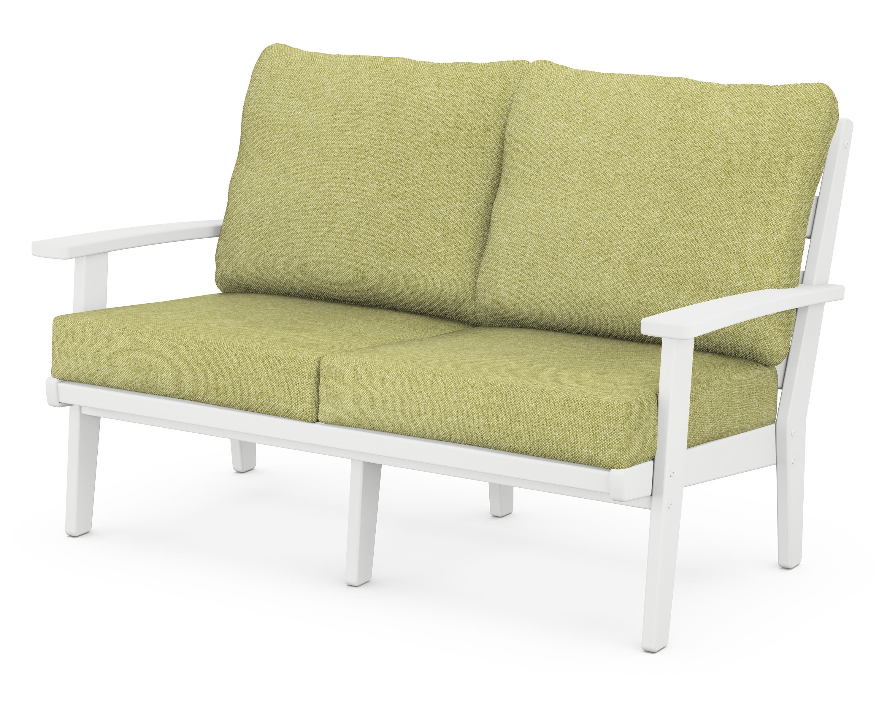 POLYWOOD® Grant Park Deep Seating Loveseat in White / Chartreuse Boucle