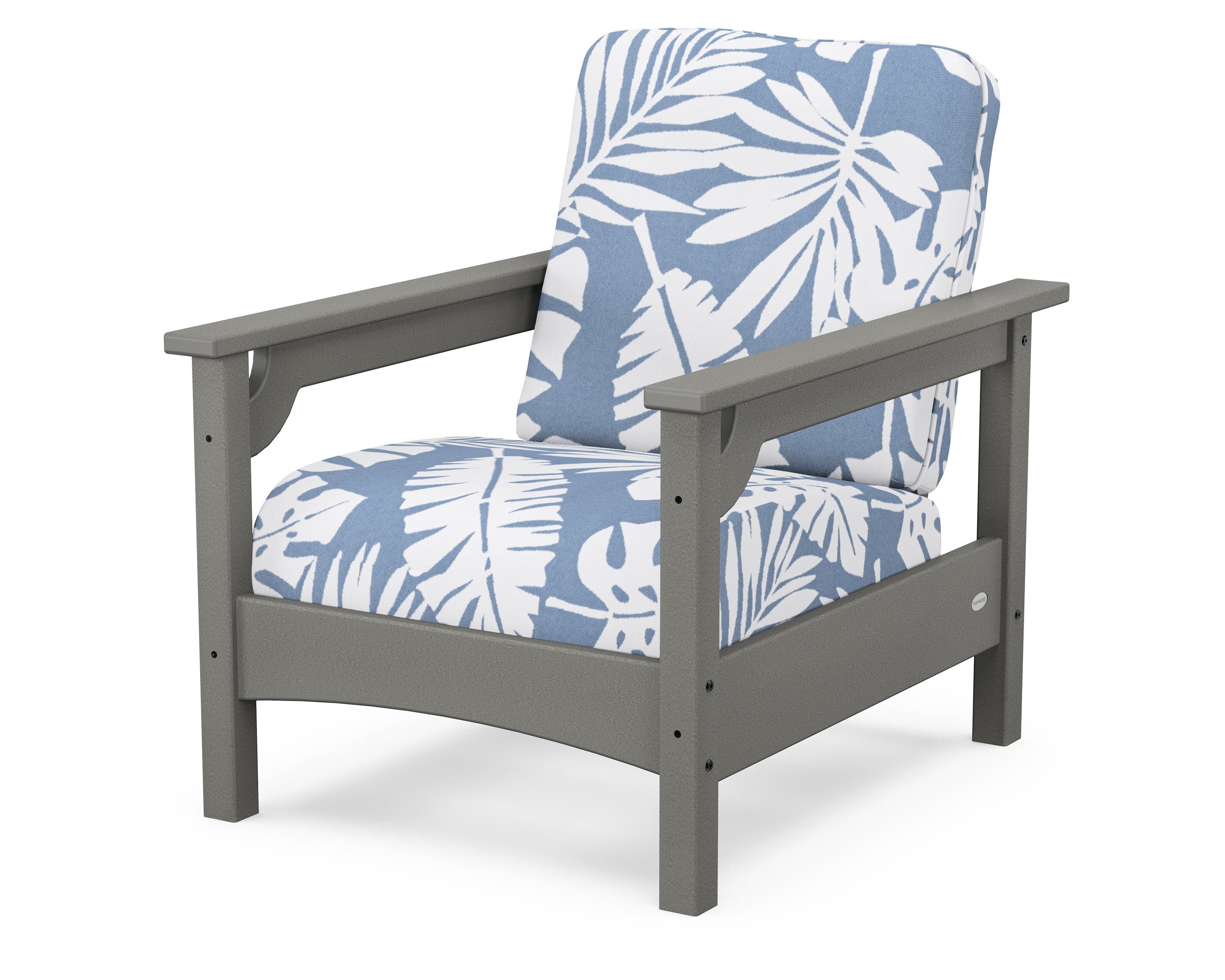 POLYWOOD® Club Chair in Slate Grey / Leaf Sky Blue