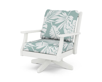 Country Living Wovendale Deep Seating Swivel Chair in White / Leaf Glacier Spa