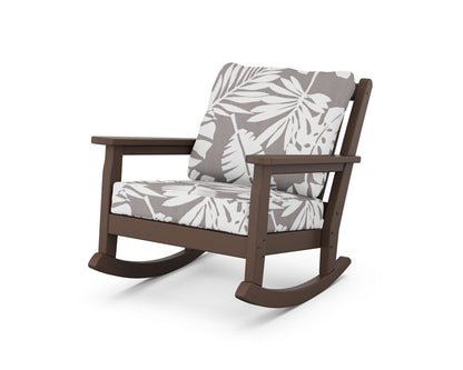 POLYWOOD® Chippendale Deep Seating Rocking Chair in Mahogany / Leaf Grey Mist