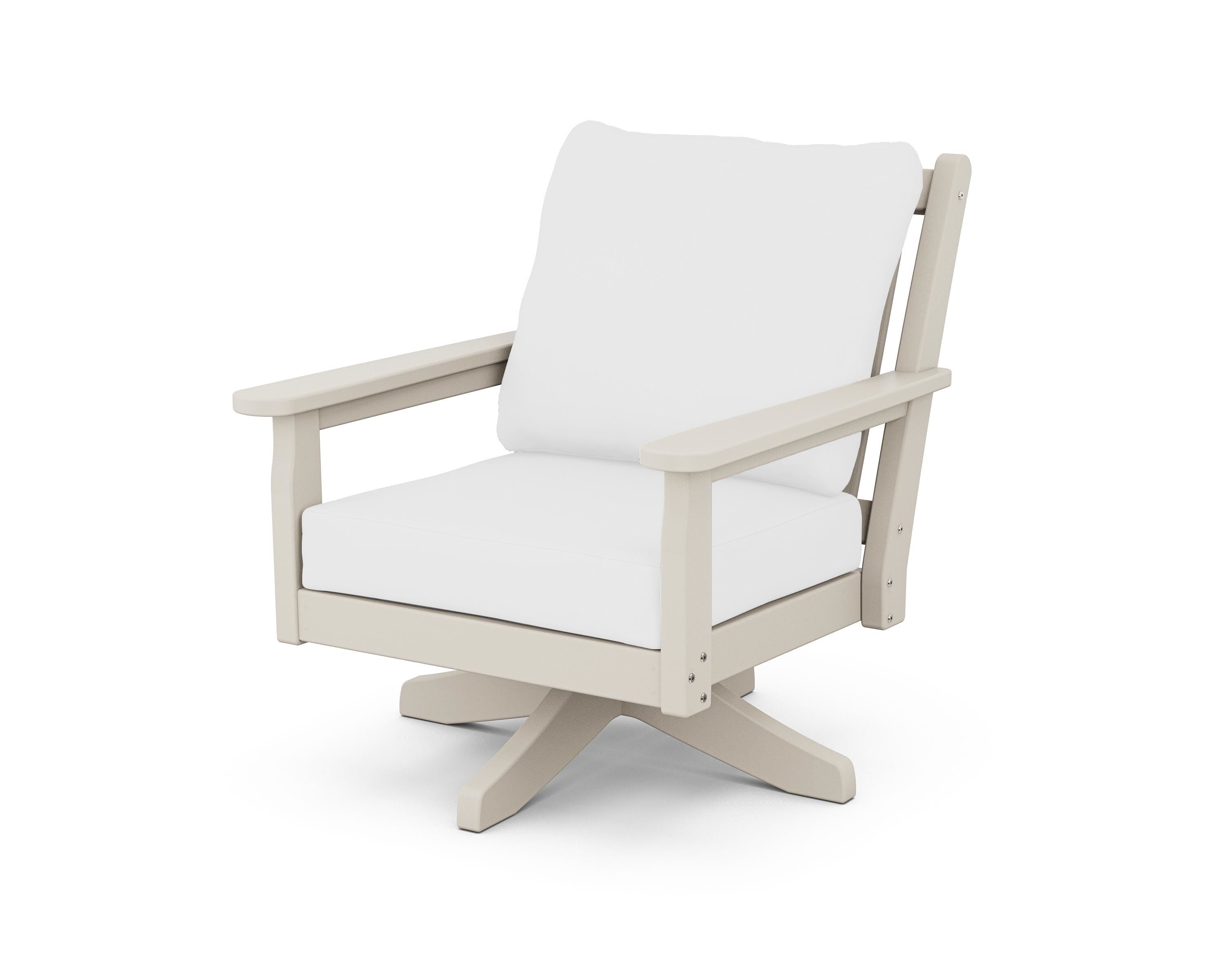 POLYWOOD® Chippendale Deep Seating Swivel Chair in Sand / Natural