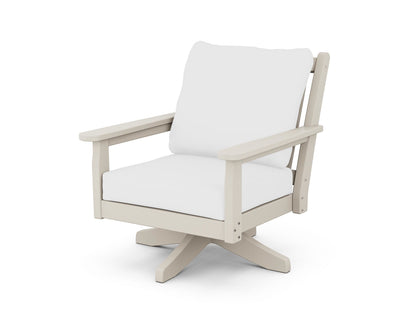 POLYWOOD® Chippendale Deep Seating Swivel Chair in Sand / Natural