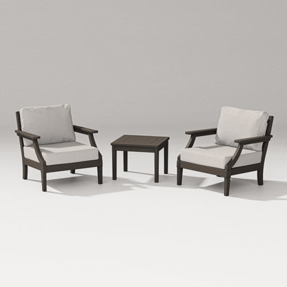 PW Designer Series Estate 3-Piece Lounge Chair Set in Vintage Coffee / Cast Ash