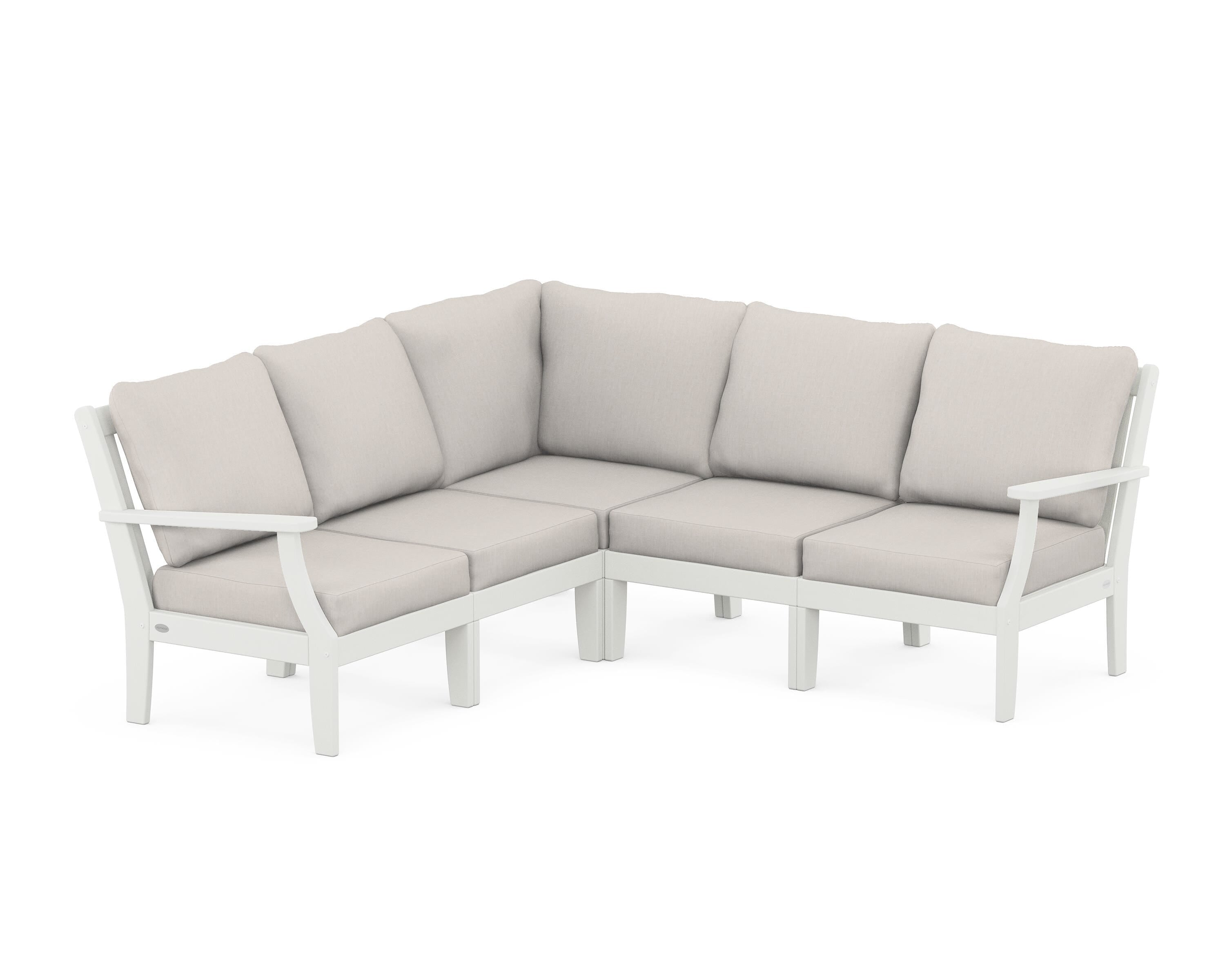 POLYWOOD® Braxton Modular 5-Piece Deep Seating Set in Vintage White / Cast Ash