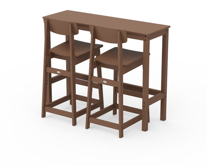 POLYWOOD® Modern Studio Urban Bar Chair 3-Piece Balcony Set in Teak