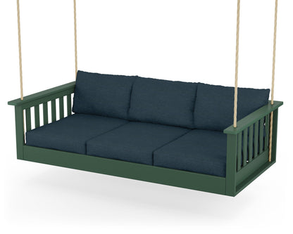 POLYWOOD® Vineyard Daybed Swing in Green / Platform Indigo