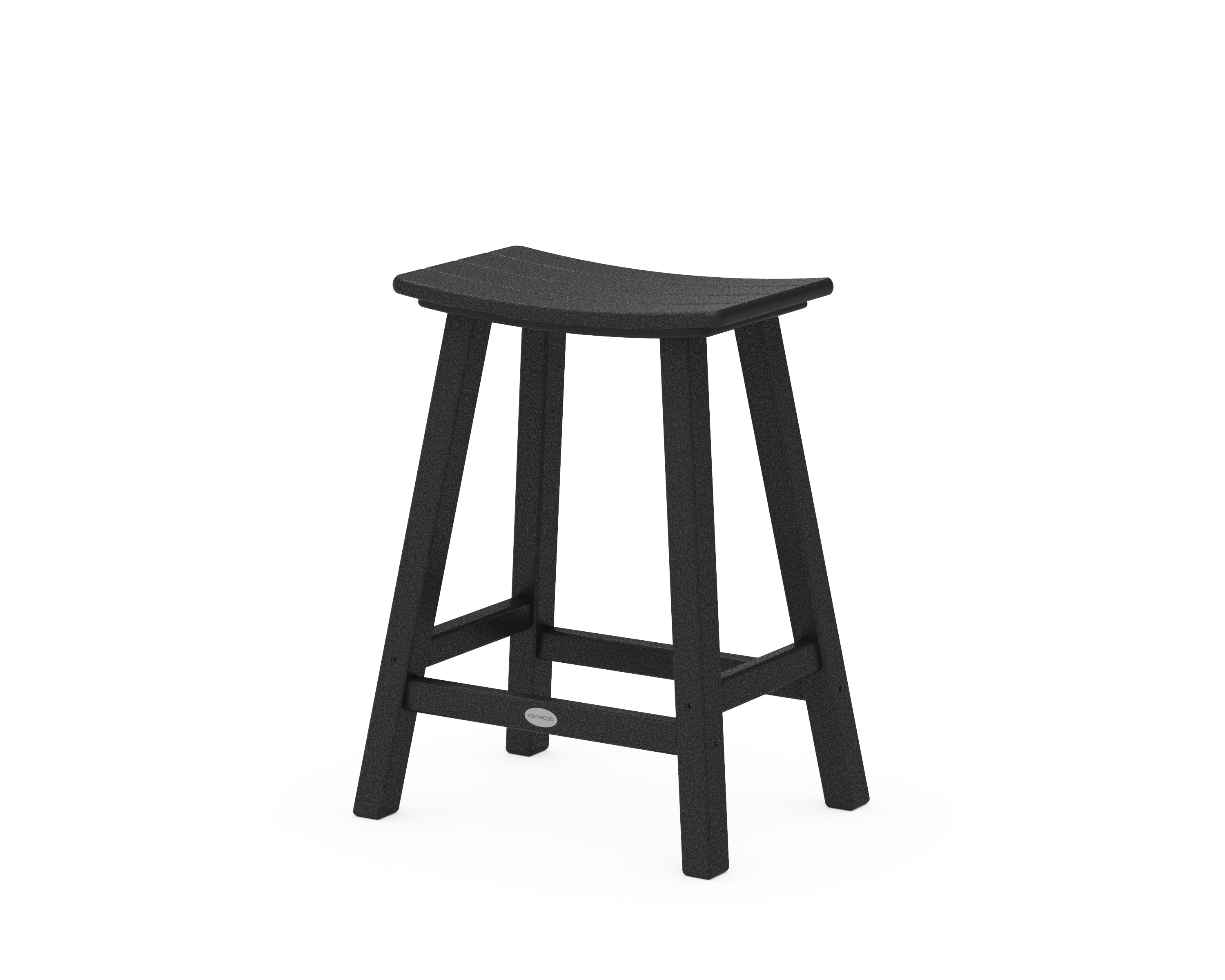 POLYWOOD® Traditional 24" Saddle Counter Stool in Black