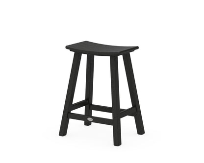 POLYWOOD® Traditional 24" Saddle Counter Stool in Black