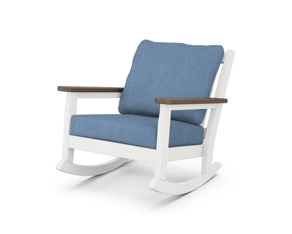 POLYWOOD® Chippendale Deep Seating Rocking Chair in White / Kona / Sky Blue