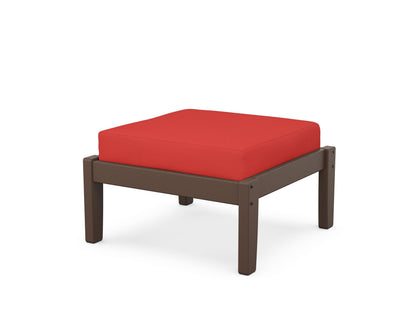 Unbranded Deep Seating Ottoman in Mahogany / Crimson Linen