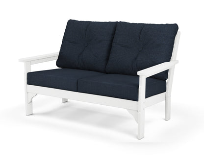 POLYWOOD® Vineyard Deep Seating Loveseat in White / Marine Indigo
