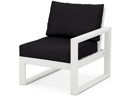 POLYWOOD® EDGE Modular Right Arm Chair in White / Midnight Linen