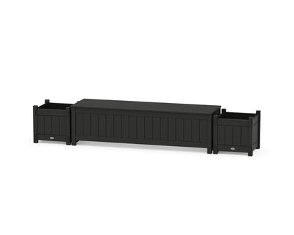 POLYWOOD® 60" Vineyard Straight Planter Storage Bench Set in Black