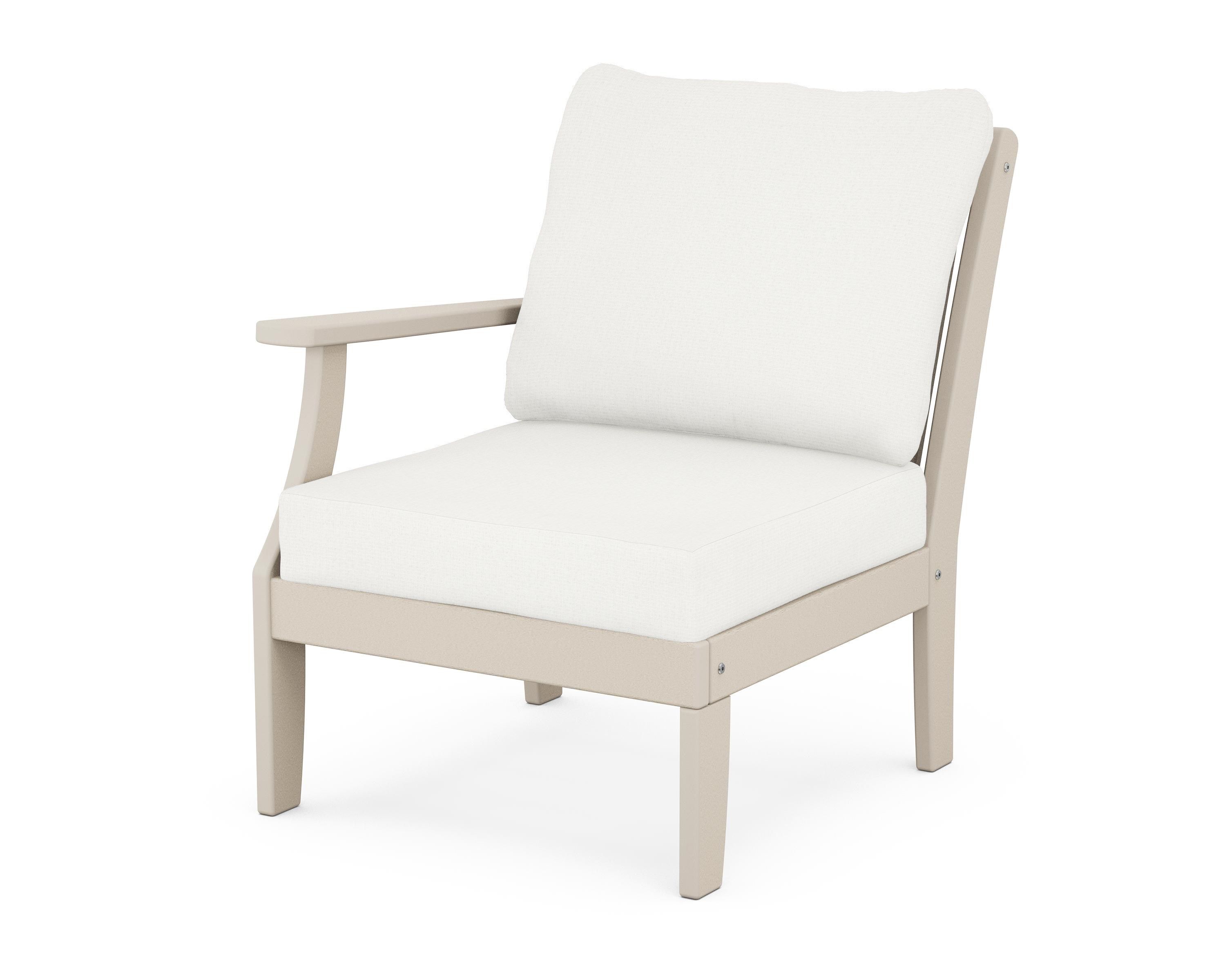 POLYWOOD® Braxton Modular Left Arm Chair in Sand / Natural Linen