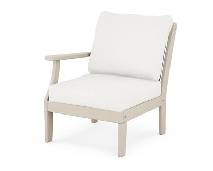 POLYWOOD® Braxton Modular Left Arm Chair in Sand / Natural Linen