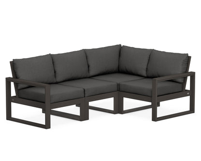 POLYWOOD® EDGE 4-Piece Modular Deep Seating Set in Vintage Coffee / Spectrum Carbon