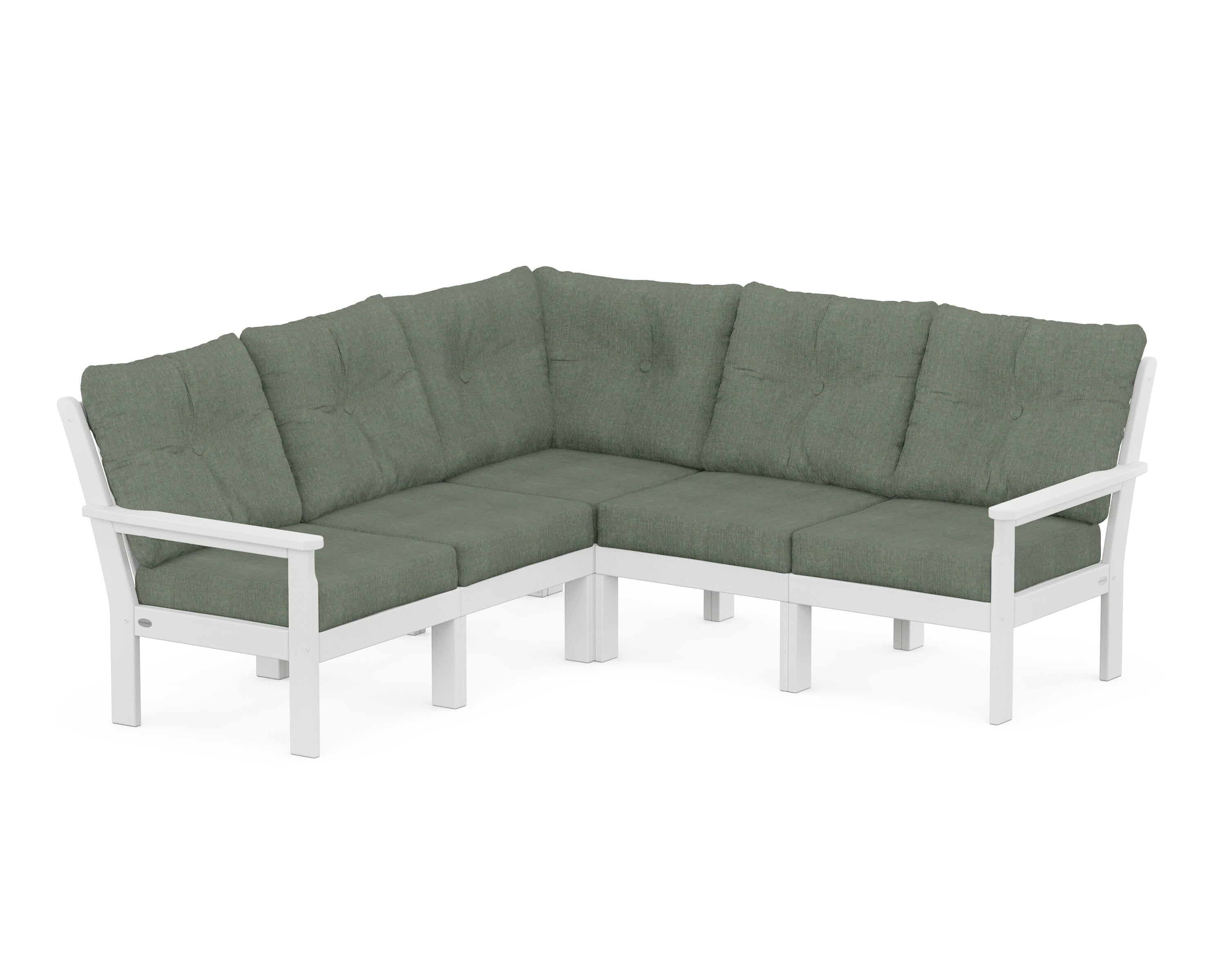 POLYWOOD® Vineyard 5-Piece Sectional in White / Cast Sage