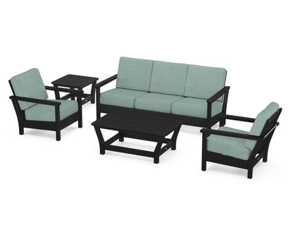 POLYWOOD® Harbour 5-Piece Deep Seating Set in Black / Glacier Spa