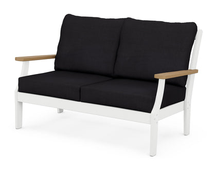 POLYWOOD® Braxton Deep Seating Loveseat in White / Natural / Midnight Linen