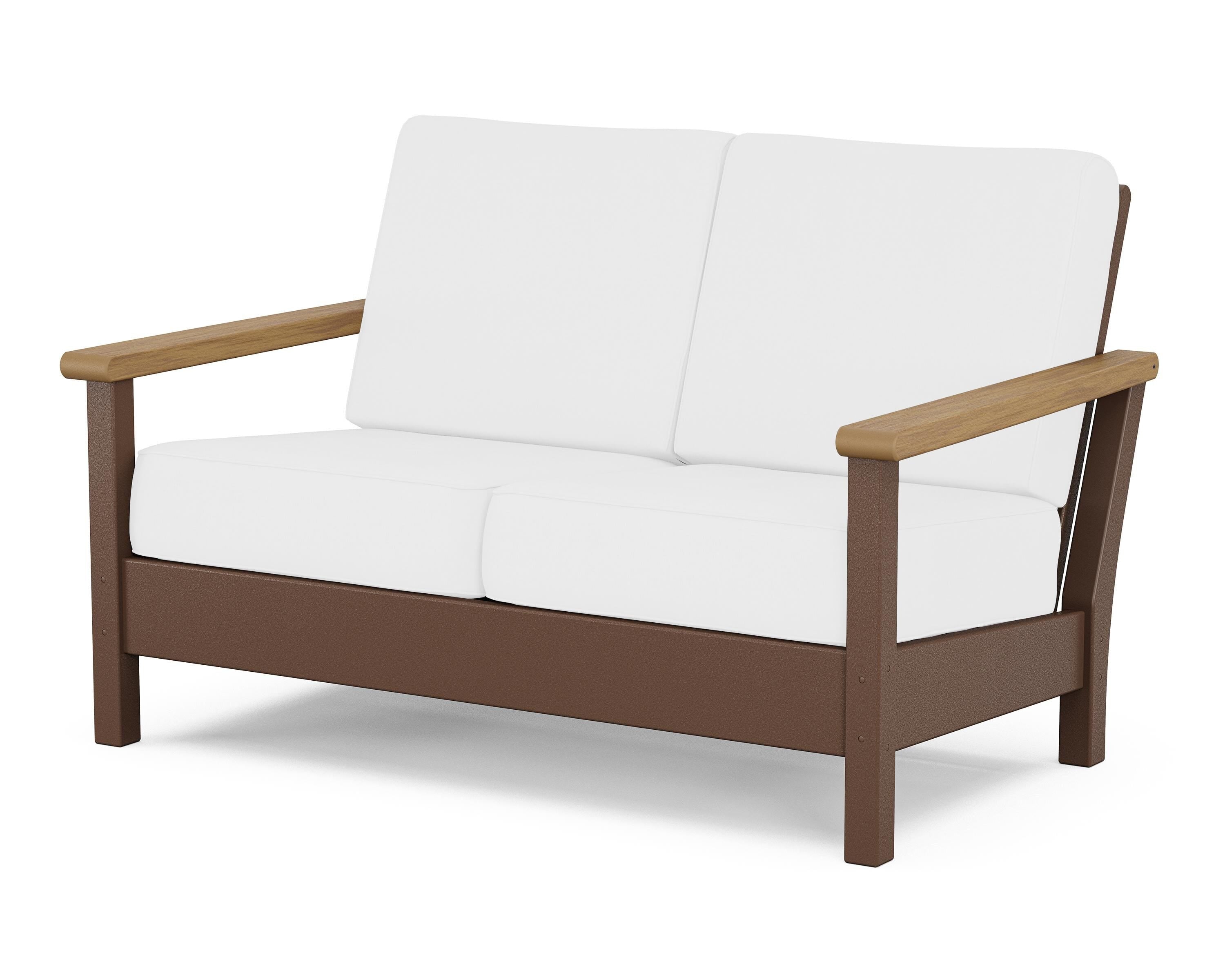 POLYWOOD® Harbour Deep Seating Loveseat in Mahogany / Natural / Natural