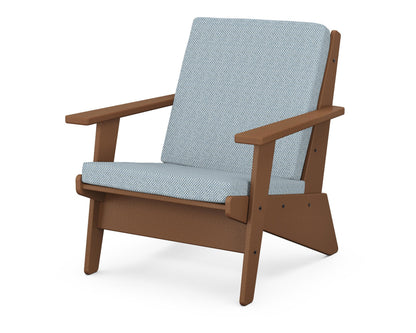 POLYWOOD® Riviera Modern Lounge Chair in Teak / Exhale Sky