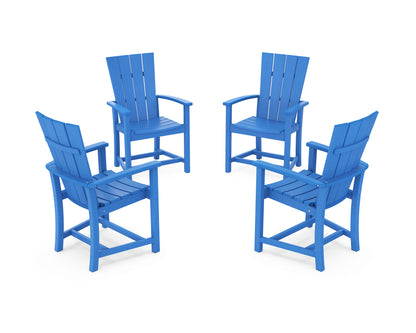 POLYWOOD® Quattro 4-Piece Upright Adirondack Conversation Set in Pacific Blue