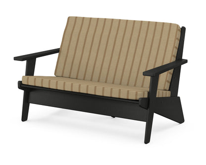 POLYWOOD® Riviera Modern Lounge Loveseat in Black / Unwind Driftwood