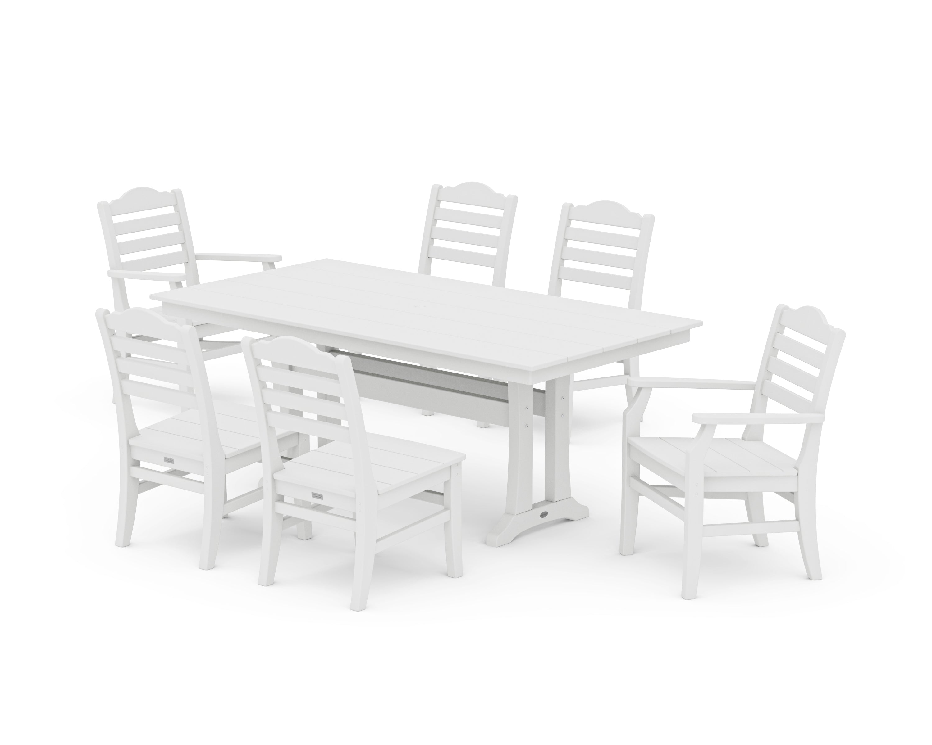 POLYWOOD® Savannah 7-Piece Farmhouse Dining Set with Trestle Legs in White