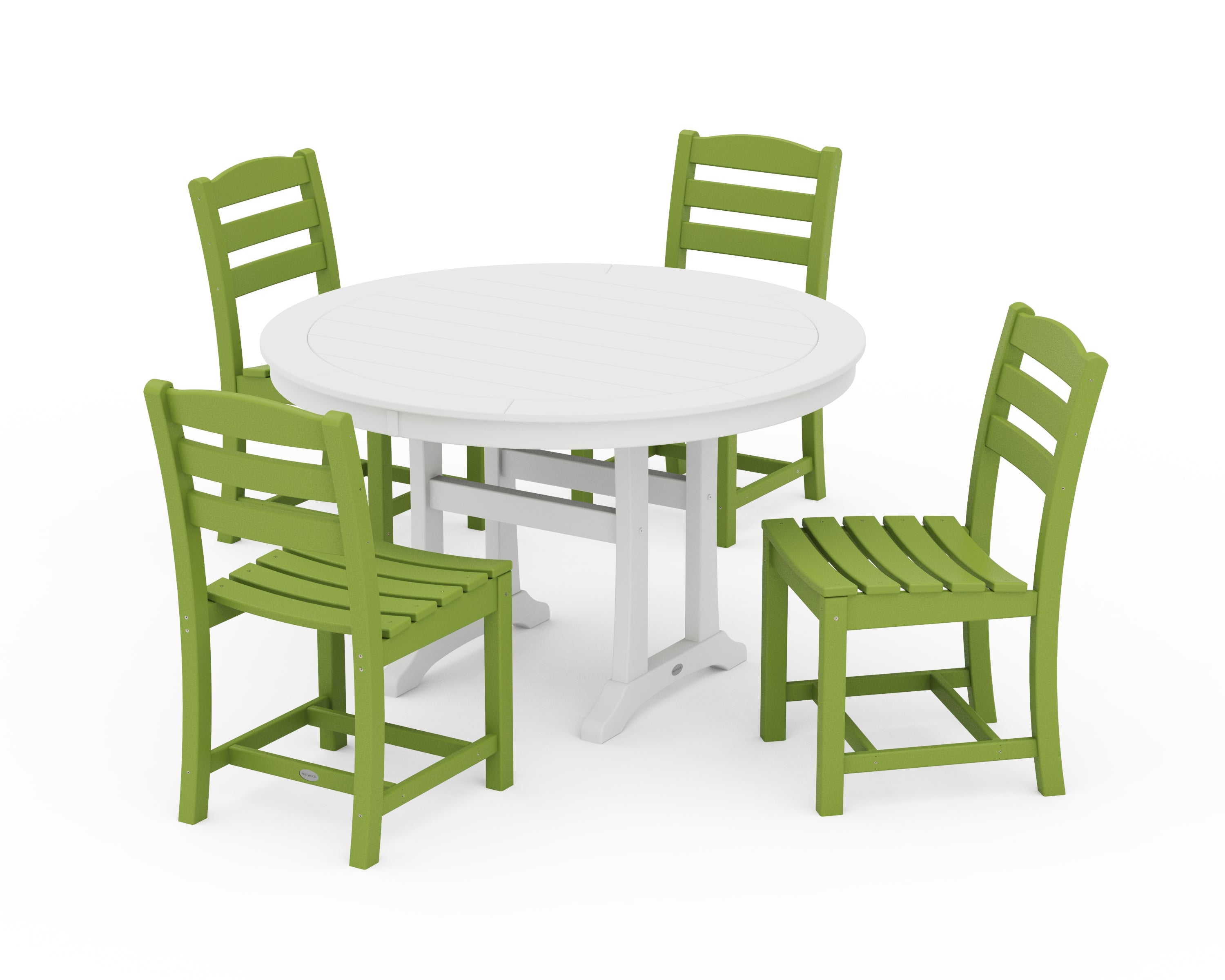 POLYWOOD® La Casa Café 5-Piece Side Chair Dining Set in Lime / White