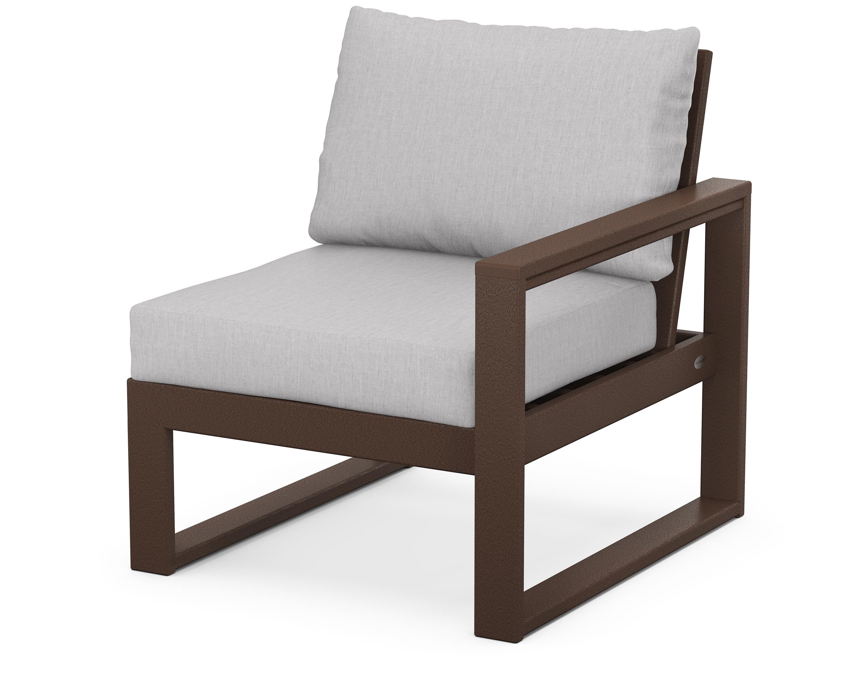 POLYWOOD® EDGE Modular Right Arm Chair in Mahogany / Granite