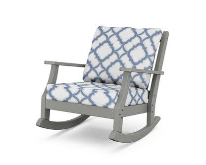 Country Living Wovendale Deep Seating Rocking Chair in Slate Grey / Trellis Sky Blue