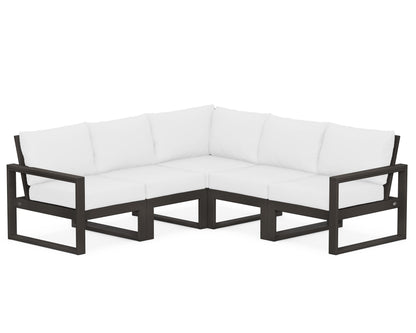 POLYWOOD® EDGE 5-Piece Modular Deep Seating Set in Vintage Coffee / Natural