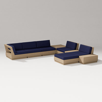 PW Designer Series Elevate 9-Piece Conversation Sectional in Vintage Sahara / Navy