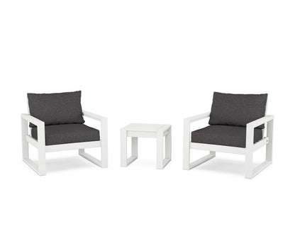 POLYWOOD® EDGE Sectional 3-Piece Deep Seating Set in White / Ash Charcoal