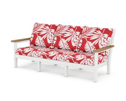 POLYWOOD® Chippendale Deep Seating Sofa in White / Natural / Leaf Crimson
