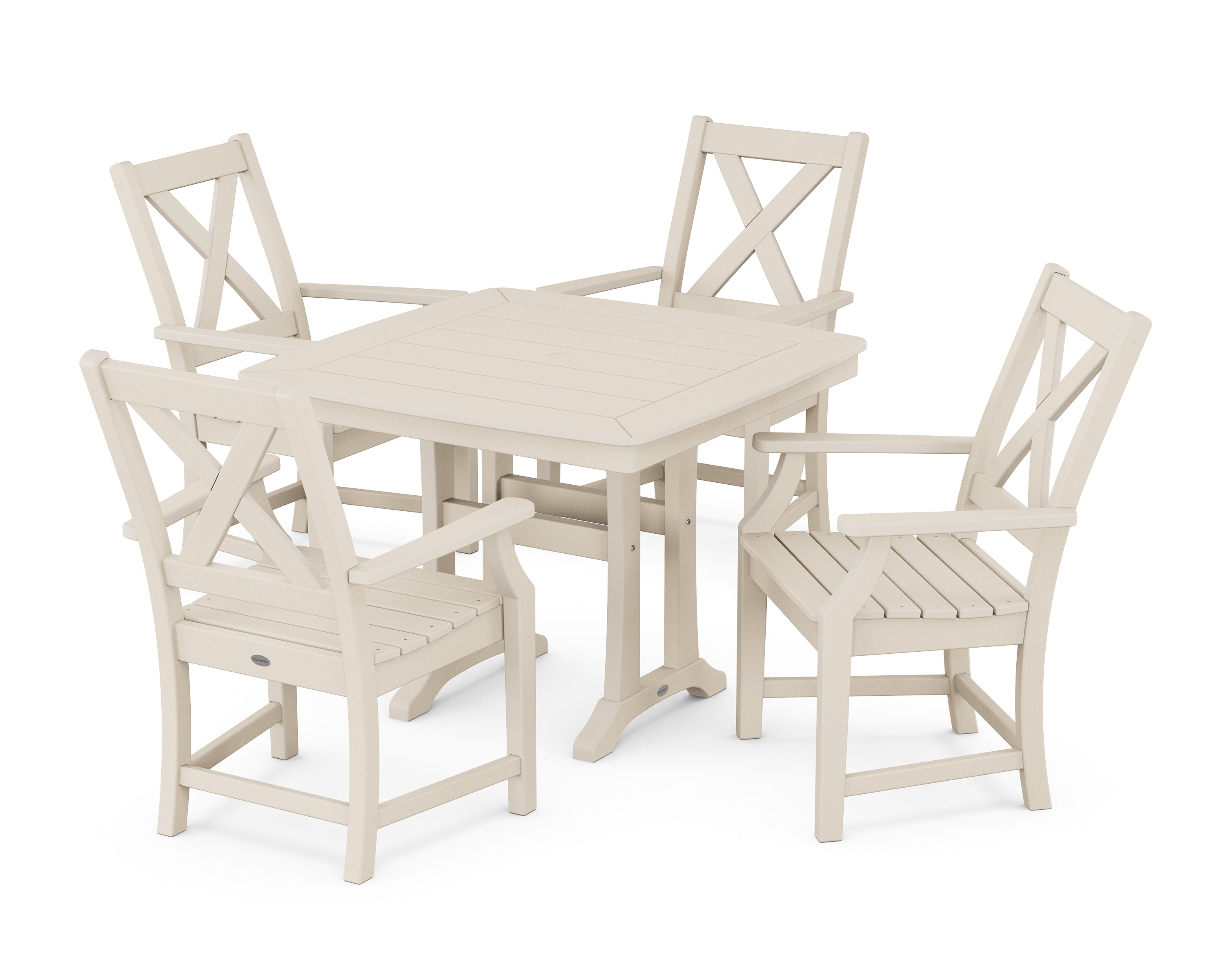 POLYWOOD® Braxton 5-Piece Dining Set with Trestle Legs in Sand