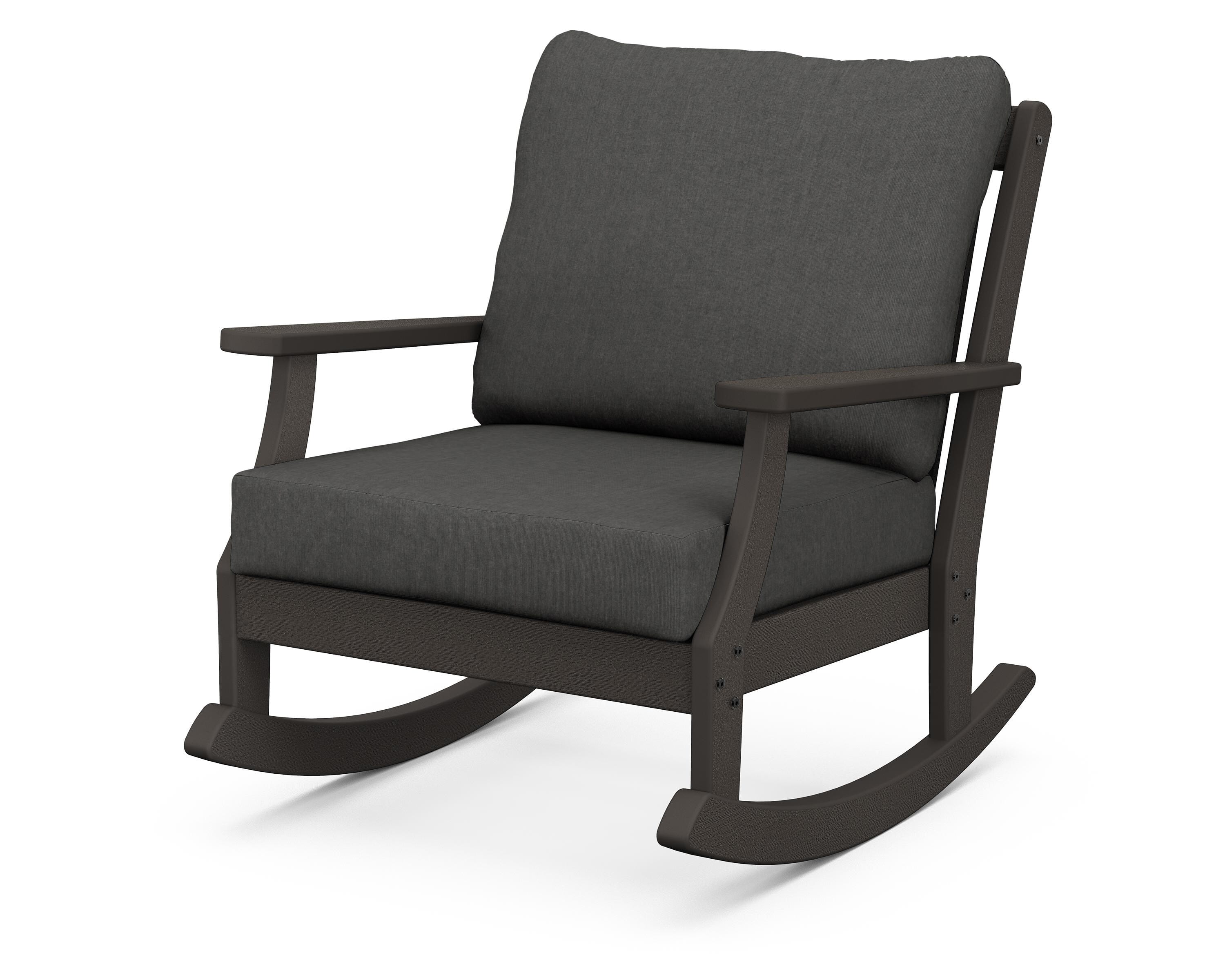 POLYWOOD® Braxton Deep Seating Rocking Chair in Vintage Coffee / Spectrum Carbon