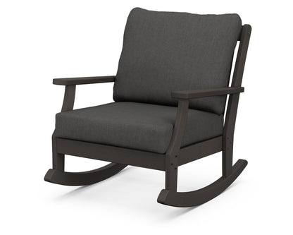 POLYWOOD® Braxton Deep Seating Rocking Chair in Vintage Coffee / Spectrum Carbon