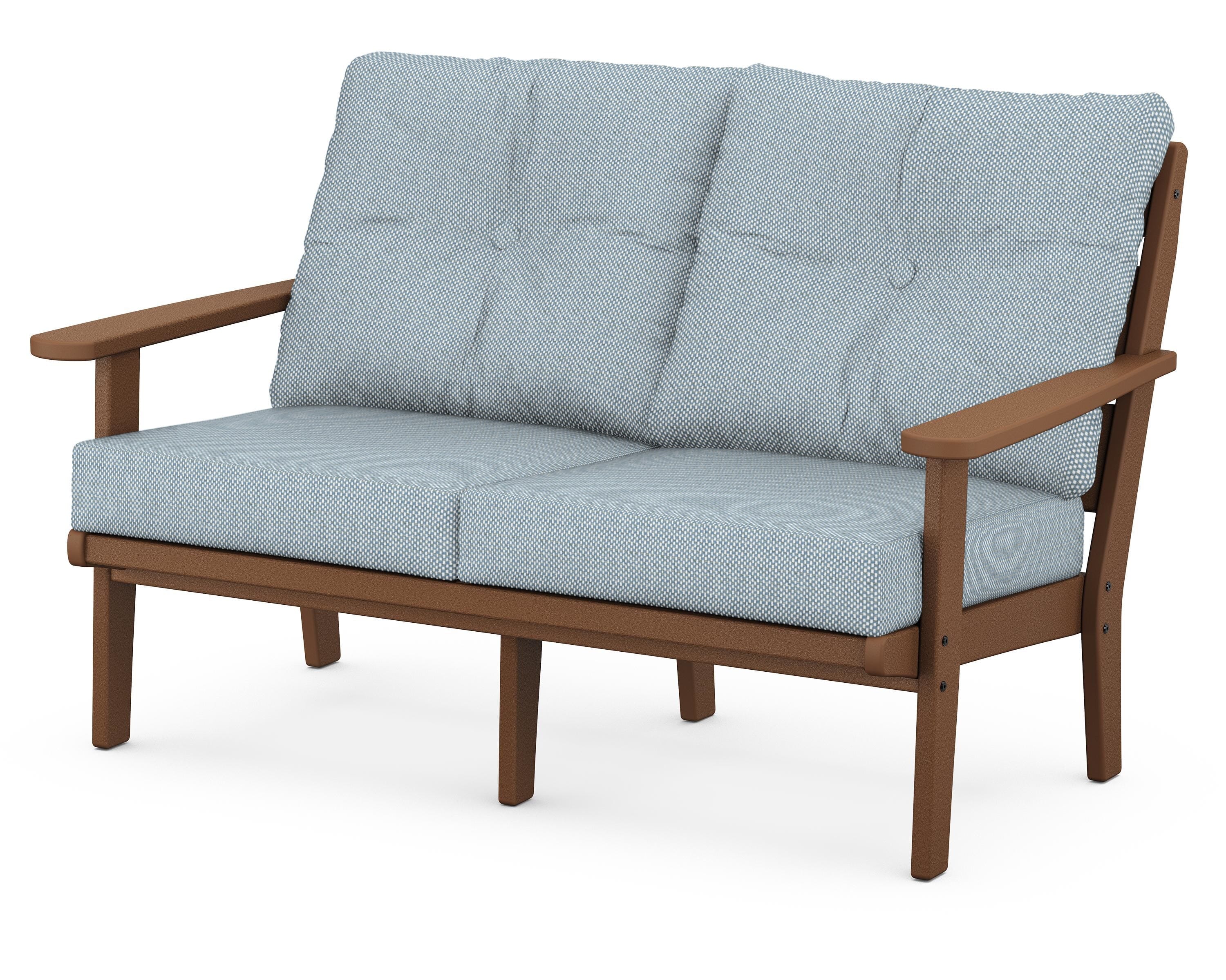 POLYWOOD® Lakeside Deep Seating Loveseat in Teak / Exhale Sky