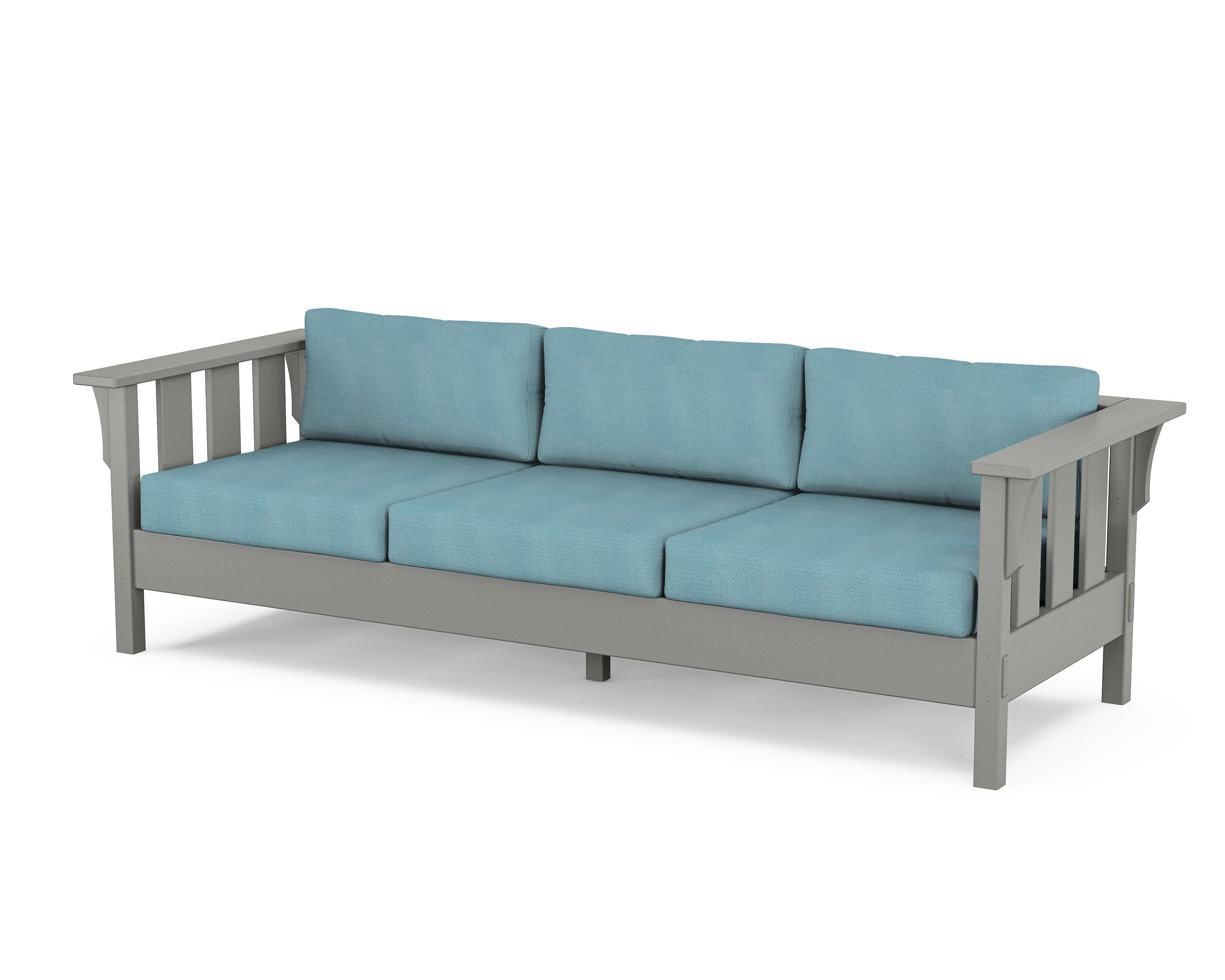 Martha Stewart by POLYWOOD® Acadia Deep Seating Sofa in Slate Grey / Lattice Sky Blue