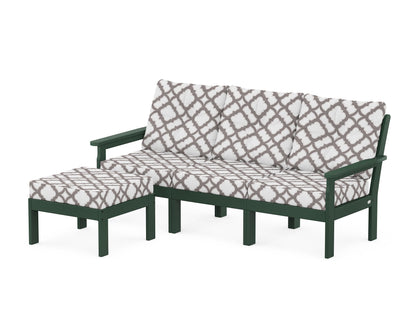 POLYWOOD® Vineyard 4-Piece Sectional with Ottoman in Green / Trellis Grey Mist