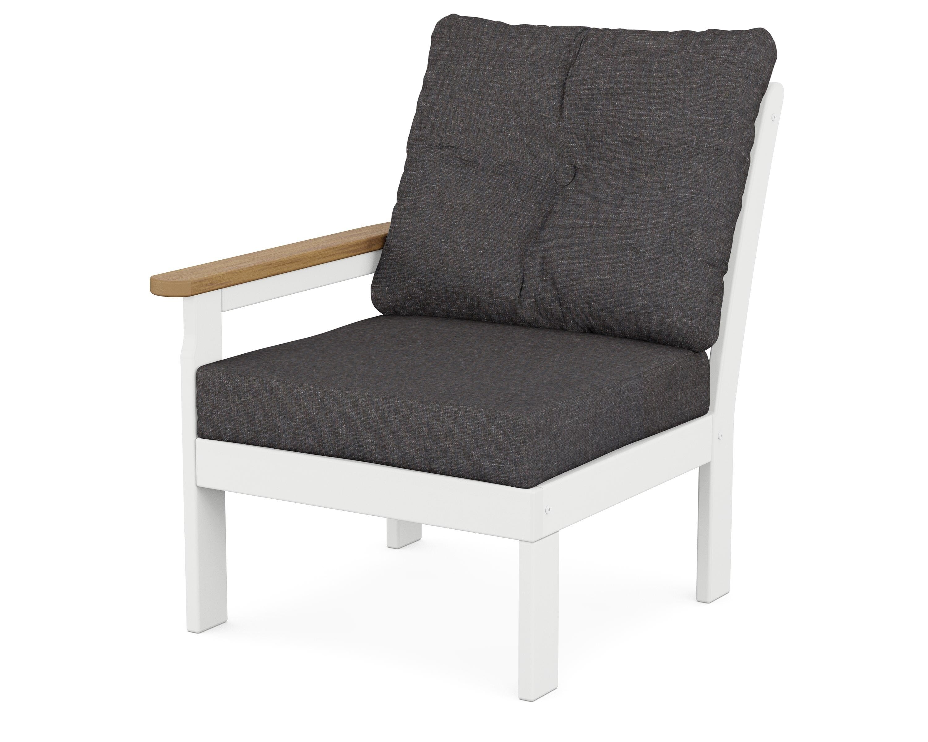 POLYWOOD® Vineyard Modular Left Arm Chair in White / Natural / Ash Charcoal