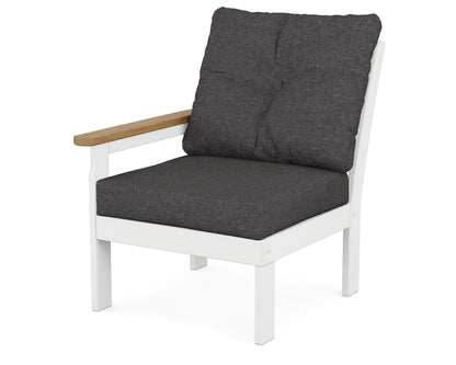 POLYWOOD® Vineyard Modular Left Arm Chair in White / Natural / Ash Charcoal