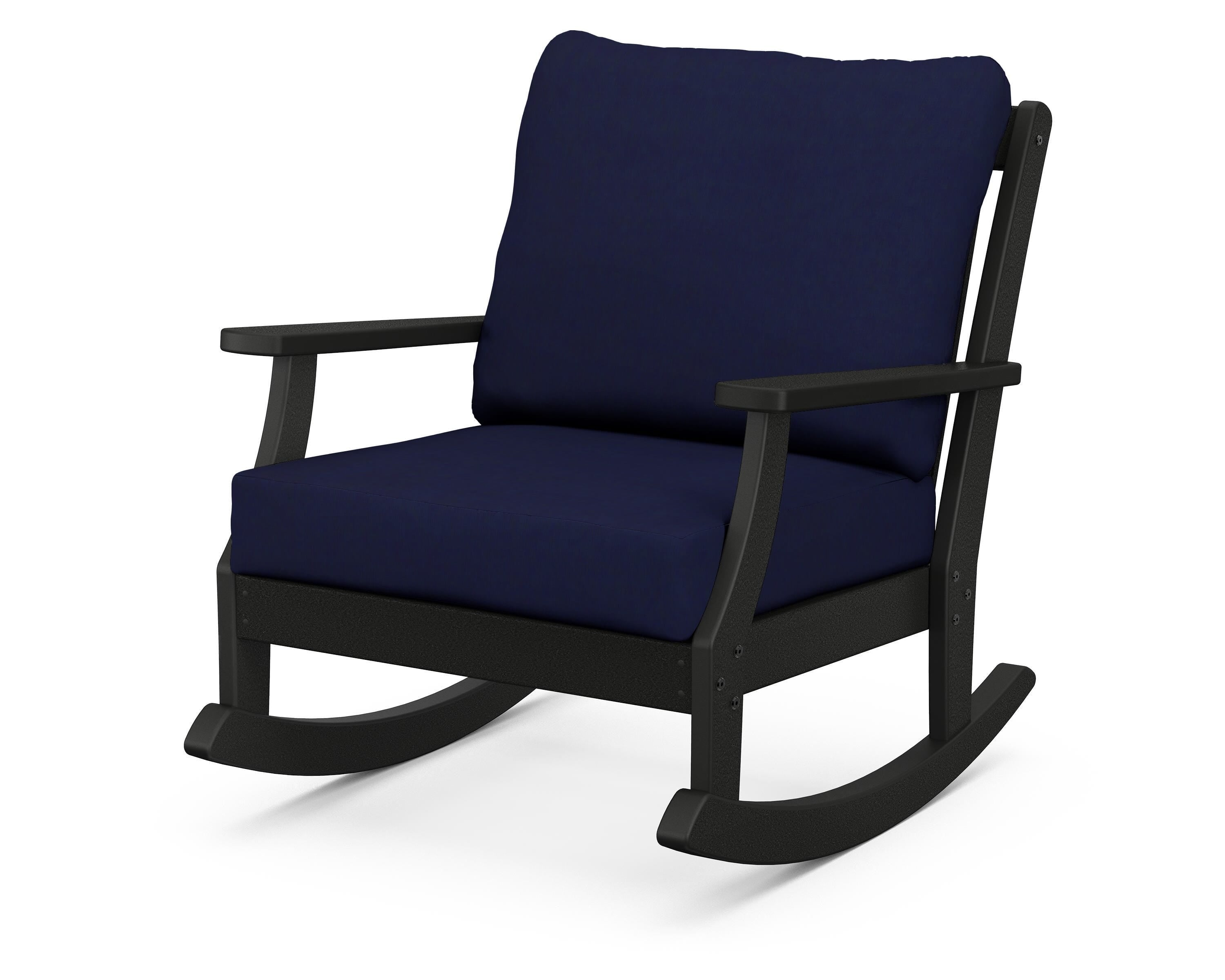 POLYWOOD® Braxton Deep Seating Rocking Chair in Black / Navy