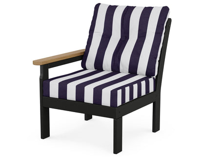 POLYWOOD® Vineyard Modular Left Arm Chair in Black / Natural / Cabana Stripe Navy